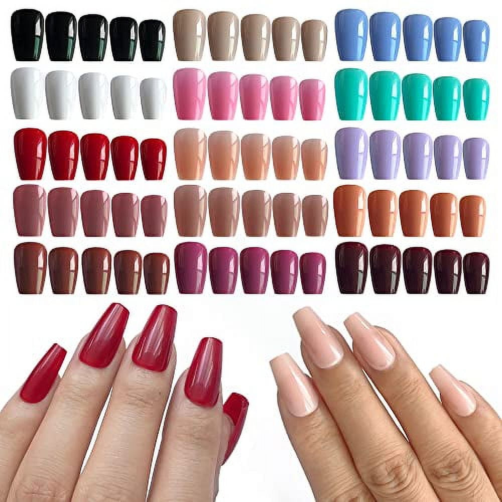 360pcs Press On Nails Short Coffin Fake Nails Glossy Full Cover