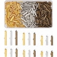 thumbnail image 1 of 360pcs Slide On End Clasp 6 Sizes Tube End Bar Slider End Caps Crimp Platinum Tubes Crimp End Iron Tube Buckle Clasps for Seed Beads Looms Multi Strand Necklace Bracelet Colorful, 1 of 6
