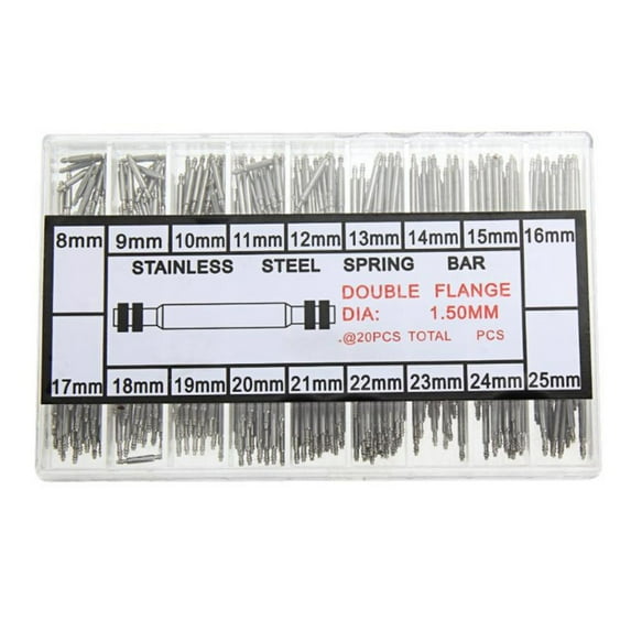 360x Watch Band Spring Bars Stainless Steel Assorted Sizes Storage Case Watch Repair Accessories Tools
