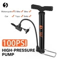 thumbnail image 1 of 361° Portable Bike Floor Pump, Orange 100PSI High Pressure Bicycle Air Pump with Schrader Presta Dunlop Multi-Use Universal Valve, Compact Steel Tube Pump with Free Needle for Bikes, Cars, Balls, 1 of 6