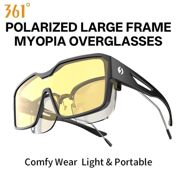 361° Fit Over Sunglasses for Men Women, Polarized Large Frame Sports Overglasses with UV400 Protection TAC Lens, 24g Lightweight Shield Glasses for Cycling Driving Golf