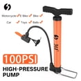 thumbnail image 1 of 361° Portable Bike Floor Pump, Orange 100PSI High Pressure Bicycle Air Pump with Schrader Presta Dunlop Multi-Use Universal Valve, Compact Steel Tube Pump with Free Needle for Bikes, Cars, Balls, 1 of 6