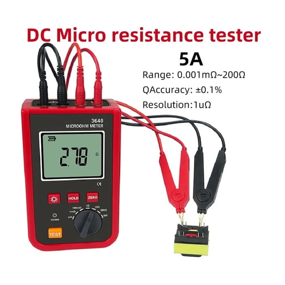 3640 Portable Handheld DC Low Resistance Tester High-Precision Ohmmeter Milliohmmeter With 300k ,Easy to Use
