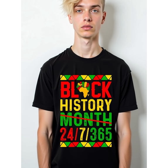 Greenink 365 Days of Black Pride Men's comfort colors tshirt black casual graphic Everyday and weekend wear Fashion Unisex Shirt Graphic tshirts