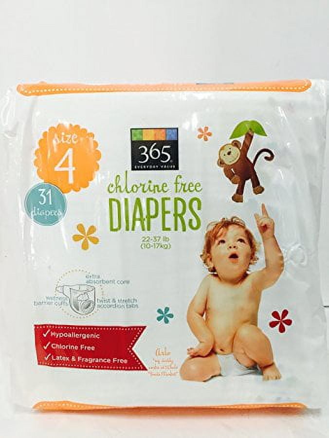 365 EVERYDAY VALUE? CHLORINE FREE DIAPERS, SIZE 4