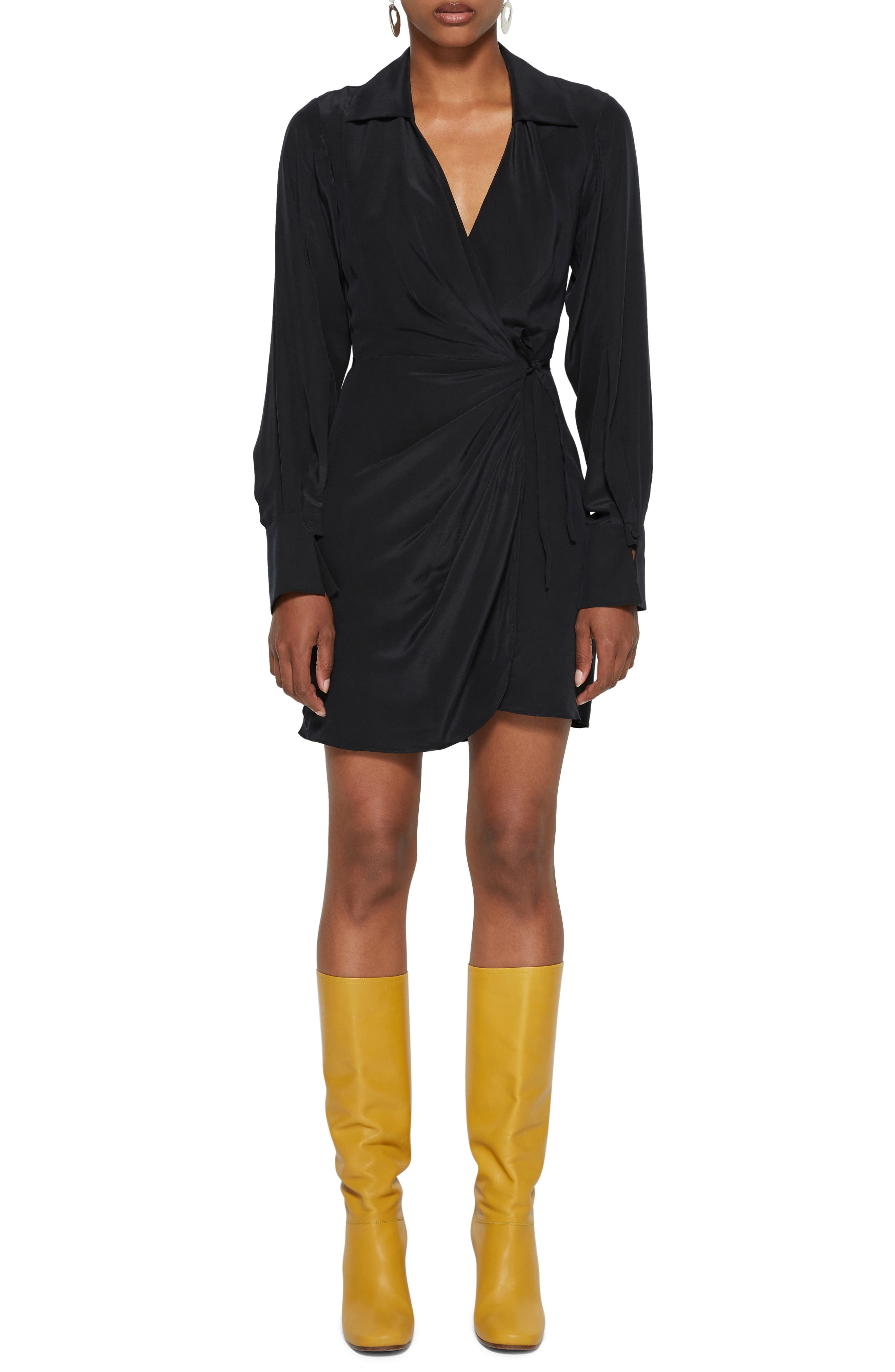$365 Jonathan Simkhai Standard Destiny Cutout Long Sleeve Wrap Dress Black  Small - Walmart.com