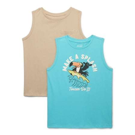 365 Kids Boys Mix and Match Multipack Graphic & Pocket Tanks, 2-Piece, Sizes 4-10