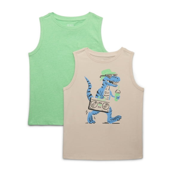 365 Kids Boys Mix and Match Multipack Graphic & Pocket Tanks, 2-Piece, Sizes 4-10
