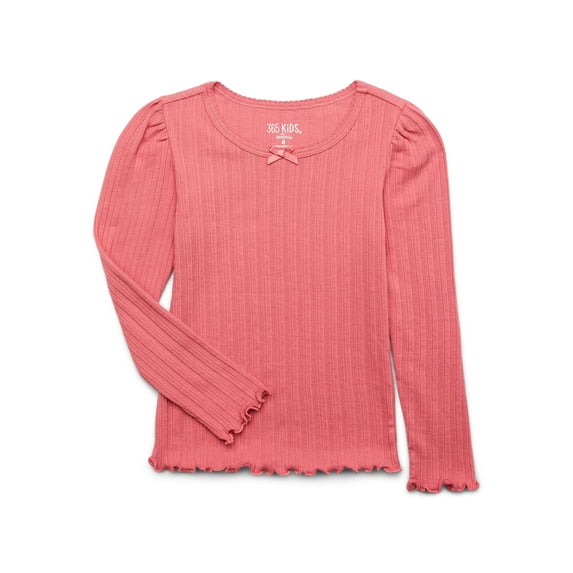 365 Kids By Garanimals Girls Long Sleeve Pointelle T-Shirt, Sizes 4-10