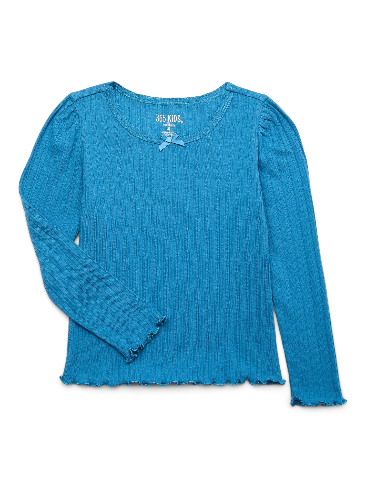 365 Kids By Garanimals Girls Long Sleeve Pointelle T-Shirt, Sizes 4-10 ...