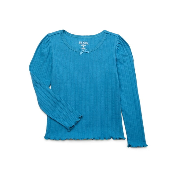 365 Kids By Garanimals Girls Long Sleeve Pointelle T-Shirt, Sizes 4-10