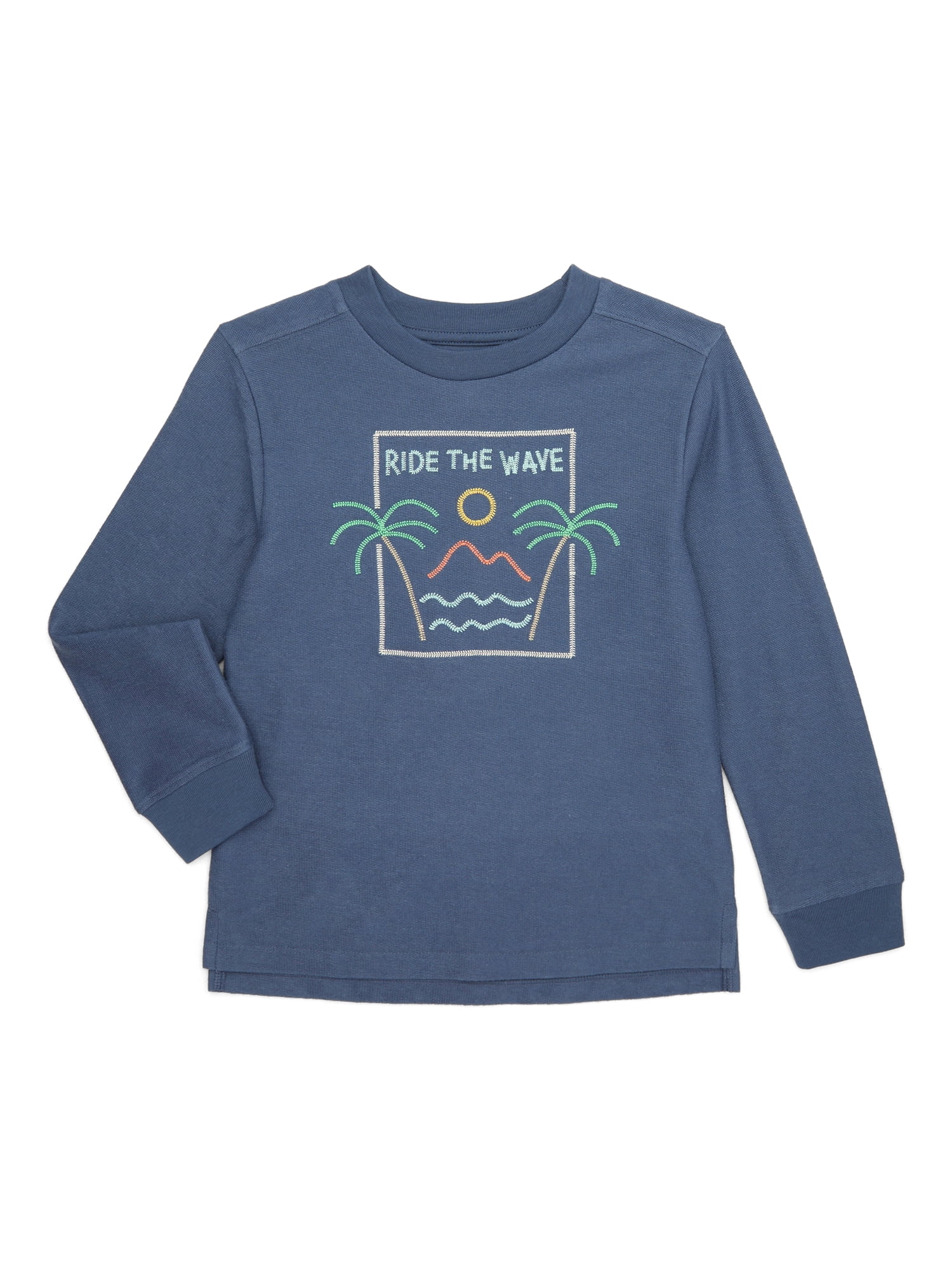365 Kids by Garanimals Boys Mix and Match Long Sleeve French Terry Graphic Tee, Sizes 4-10
