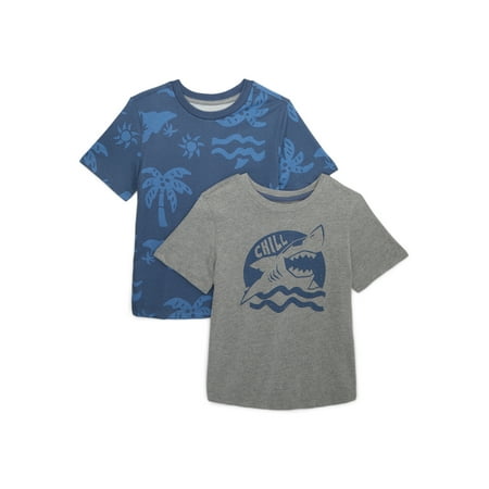 365 Kids by Garanimals Boys Mix and Match Multipack Graphic Tees, 2-Piece, Sizes 4-10