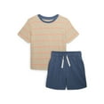 thumbnail image 1 of 365 Kids by Garanimals Boys Mix and Match Short Sleeve Striped Tee & Knit Shorts Outfit Set, 2-Piece, Sizes 4-10, 1 of 3
