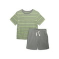 thumbnail image 1 of 365 Kids by Garanimals Boys Mix and Match Short Sleeve Striped Tee & Knit Shorts Outfit Set, 2-Piece, Sizes 4-10, 1 of 3