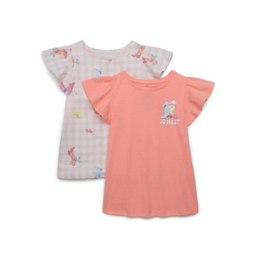 365 Kids by Garanimals Girls Flutter Sleeve Tee, 2-Pack, Sizes 4-10