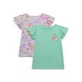 thumbnail image 1 of 365 Kids by Garanimals Girls Flutter Sleeve Tee, 2-Pack, Sizes 4-10, 1 of 3