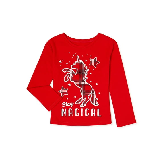 365 Kids From Garanimals Girls' Graphic T-Shirt with Long Sleeves, Sizes 4-10