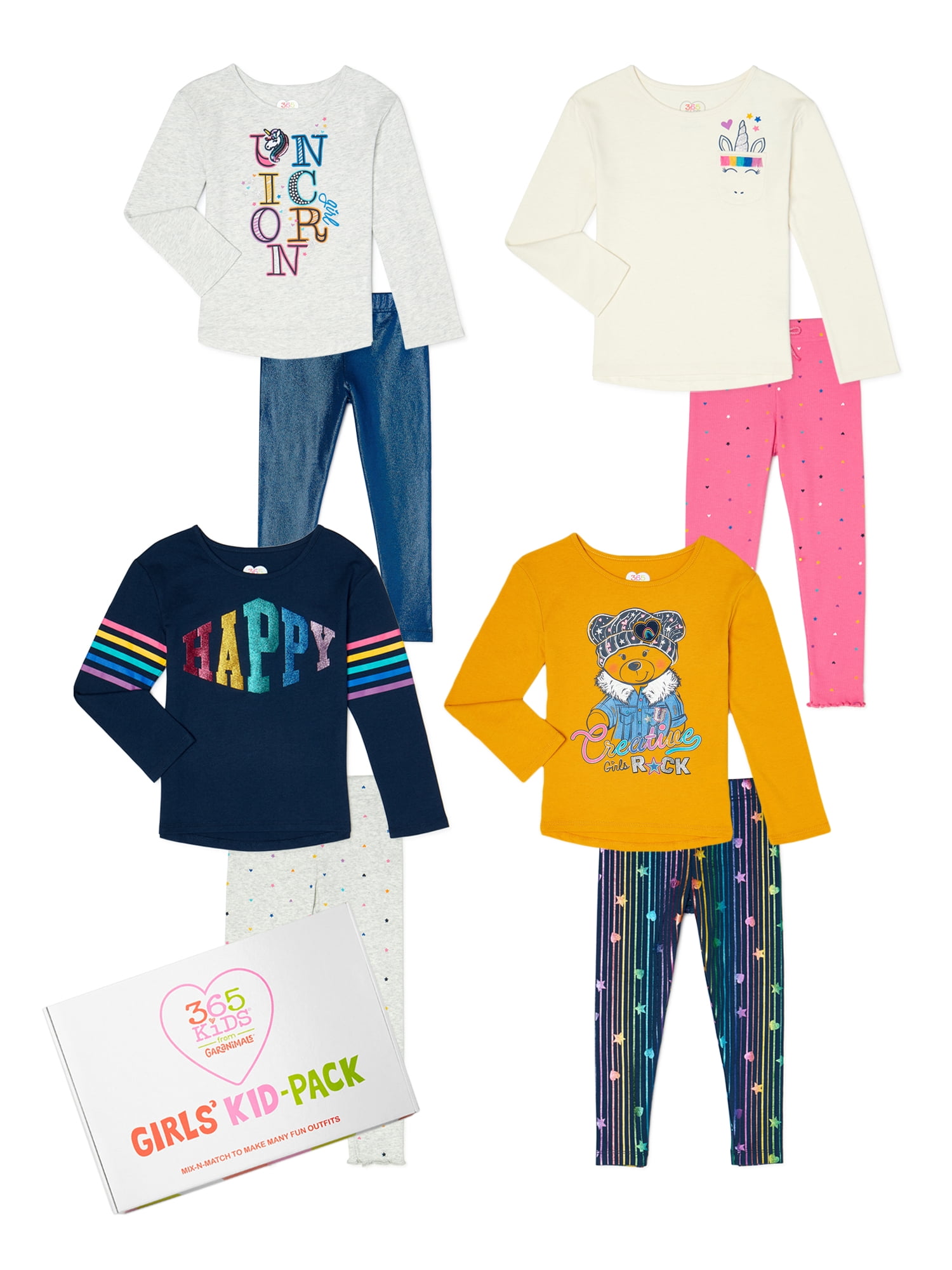 365 Kids From Garanimals Girls Mix & Match Kid-Pack Gift Box, 8-Piece Outfit Set, Sizes 4-10