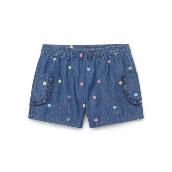 365 Kids by Garanimals Girls Print Denim Shorts, Sizes 4-10