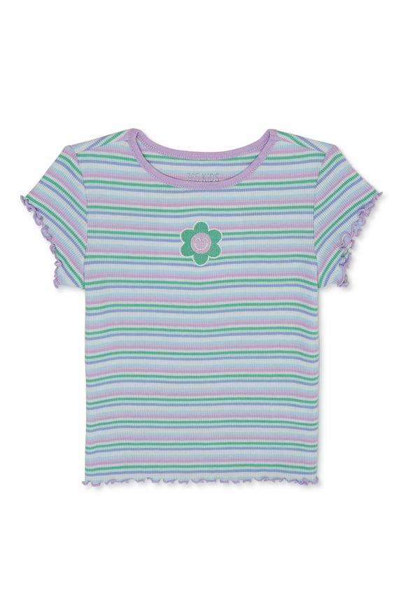 Girls Print Rib Tee Sizes 4-10