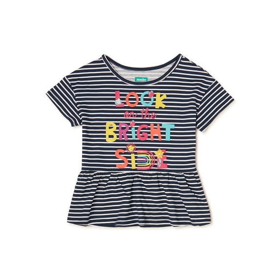 365 Kids From Garanimals Girls Short Sleeve Peplum T-Shirt, Sizes 4-10