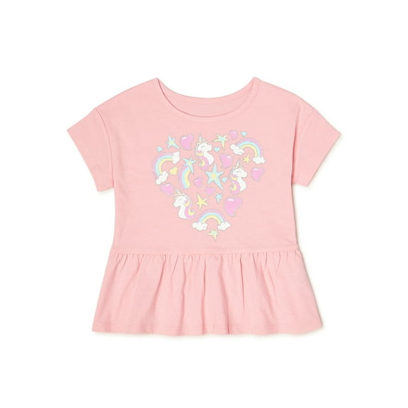 365 Kids From Garanimals Girls Short Sleeve Peplum T-Shirt, Sizes 4-10