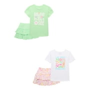 365 KIDS FROM GARANIMALS 365 Kids by Garanimals Girls Tee and Scooter Skirt Outfit Set, 4-Piece, Sizes 4-10