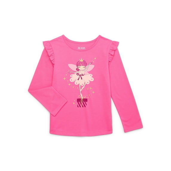 365 Kids From Garanimals Girls Ruffle Tee with Long Sleeves, Sizes 4-10