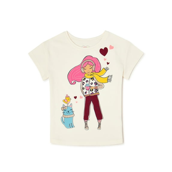 365 Kids Girls' Graphic T-Shirt with Short Sleeves, Sizes 4-10