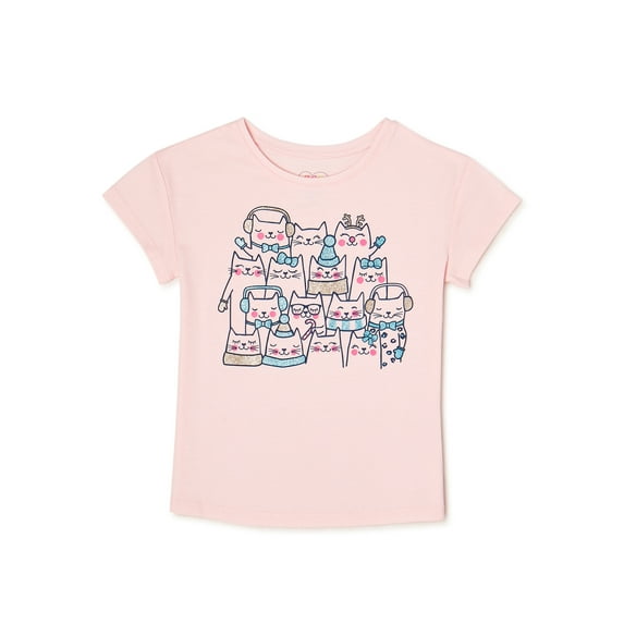 365 Kids Girls' Graphic T-Shirt with Short Sleeves, Sizes 4-10