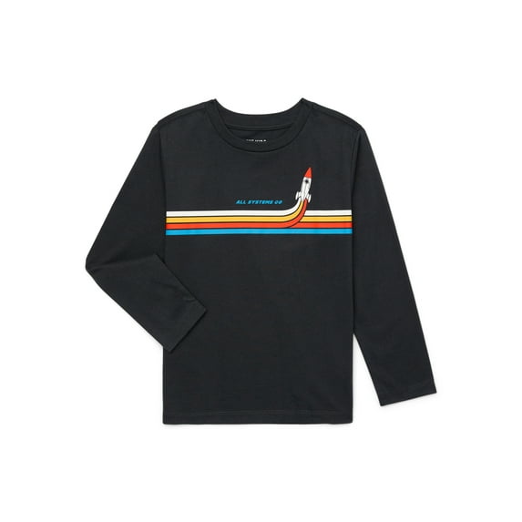 365 Kids by Garanimals Boys Graphic Tee with Long Sleeves, Sizes 4-10