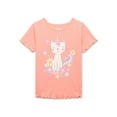 thumbnail image 1 of 365 Kids by Garanimals Girls Everyday Lettuce Edge Tee with Short Sleeves, Sizes 4-10, 1 of 3