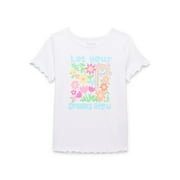 365 KIDS FROM GARANIMALS 365 Kids by Garanimals Girls Everyday Lettuce Edge Tee with Short Sleeves, Sizes 4-10