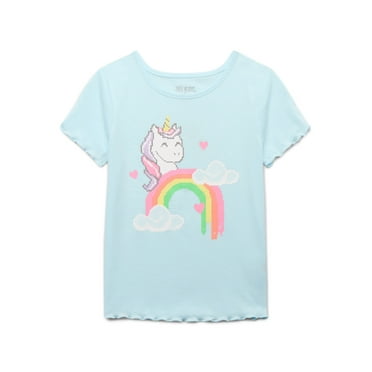 365 Kids by Garanimals Girls Everyday Lettuce Edge Tee with Short Sleeves, Sizes 4-10