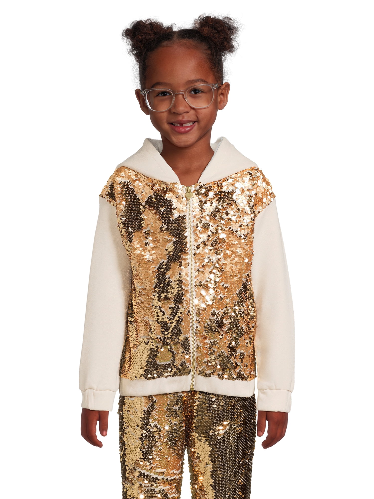 Girls Animal Print Sequined Hoodie