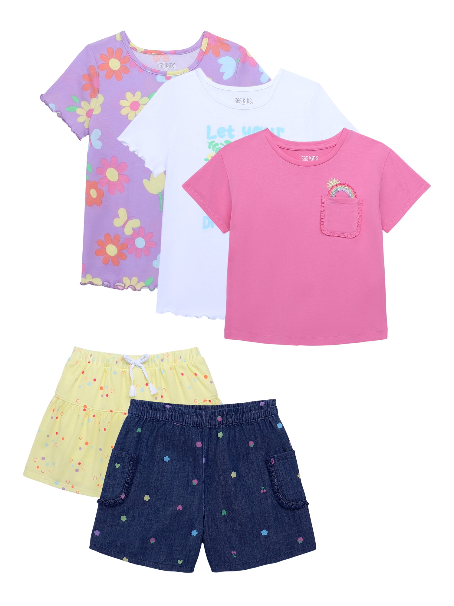 365 Kids by Garanimals Girls Mix and Match Outfit Set, 5-Piece, Sizes 4-10