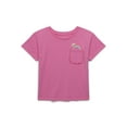 thumbnail image 1 of 365 Kids by Garanimals Girls Rainbow Embroidered Pocket Tee with Short Sleeves, Sizes 4-10, 1 of 3