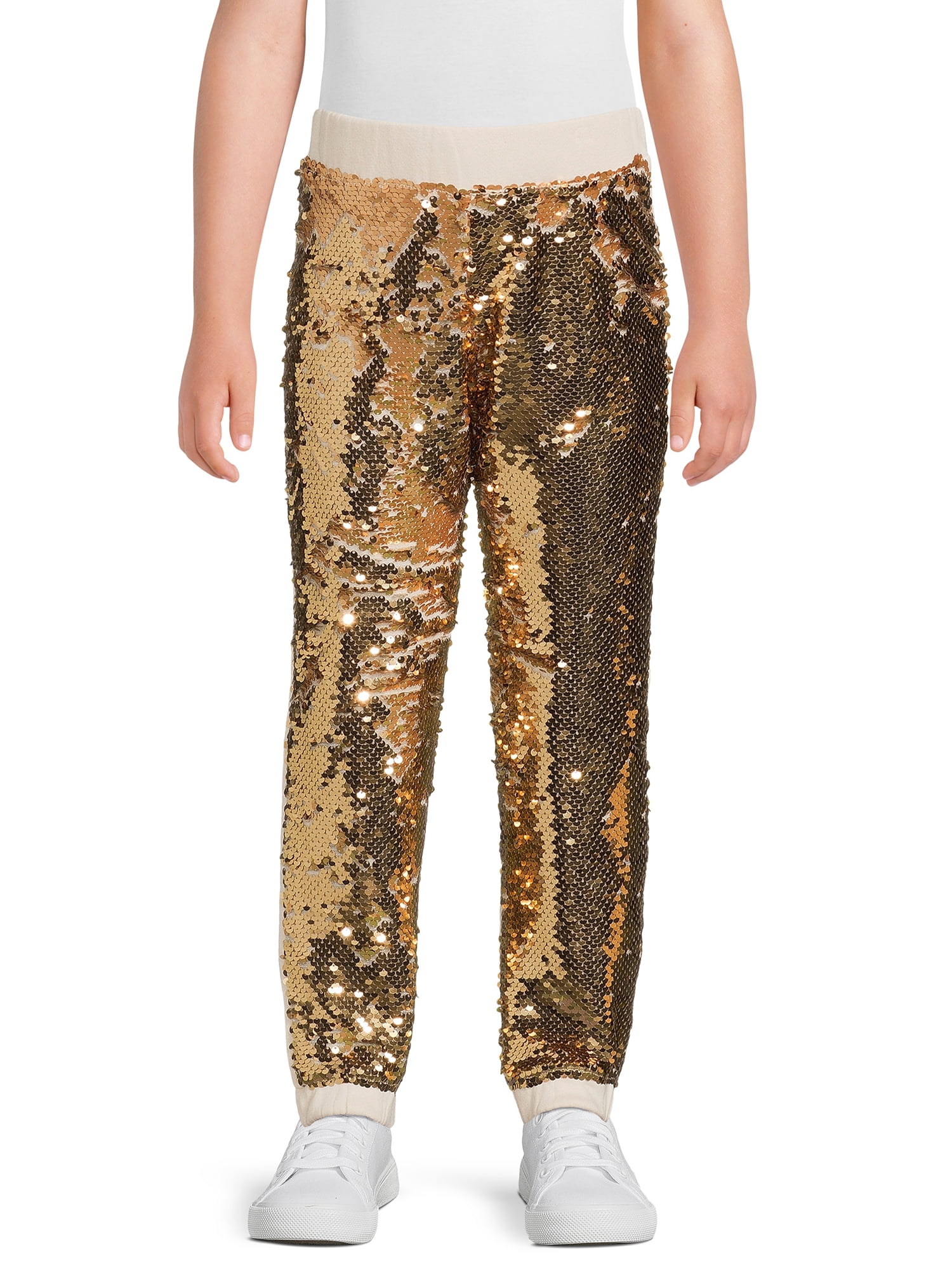 Little Girls Violin Sequin Bow Sweatpants
