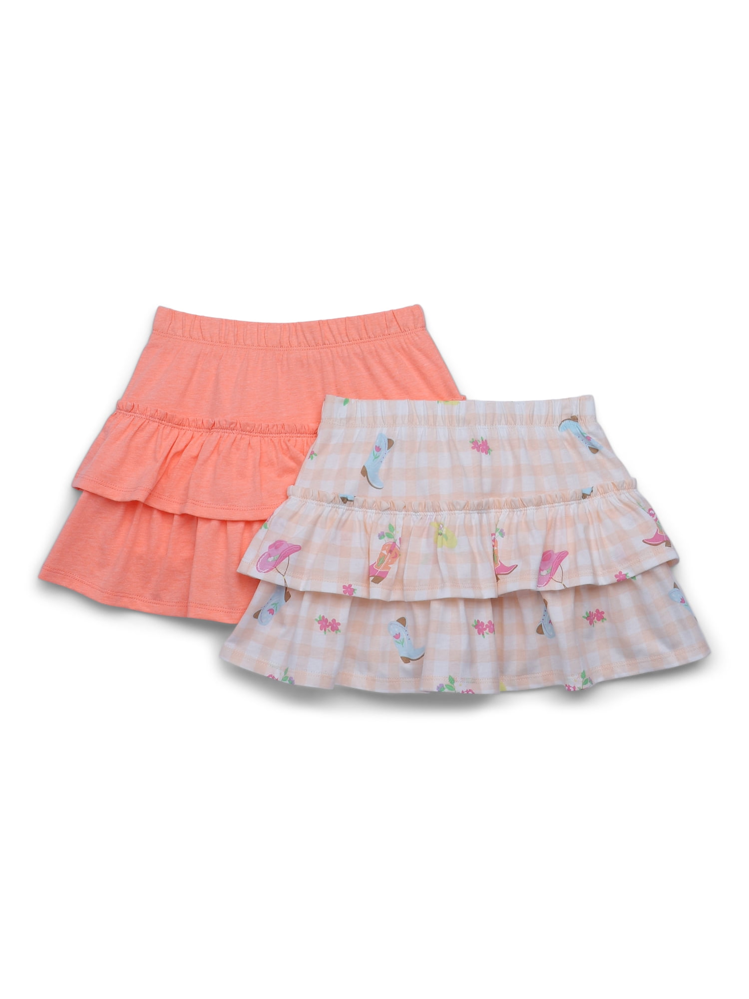 365 Kids by Garanimals Girls Tiered Scooter Skirt, 2-Pack, Sizes 4-10