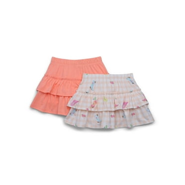 365 Kids by Garanimals Girls Tiered Scooter Skirt, 2-Pack, Sizes 4-10