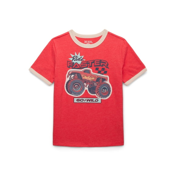 365 Kids by Garanimals Boys Mix and Match Graphic Ringer Tee with Short Sleeves, Sizes 4-10