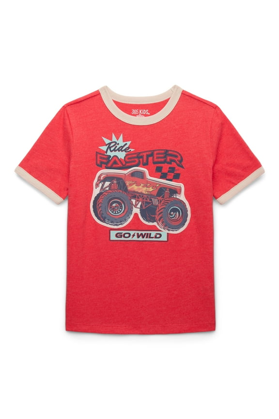 365 Kids by Garanimals Boys Mix and Match Graphic Ringer Tee with Short Sleeves, Sizes 4-10