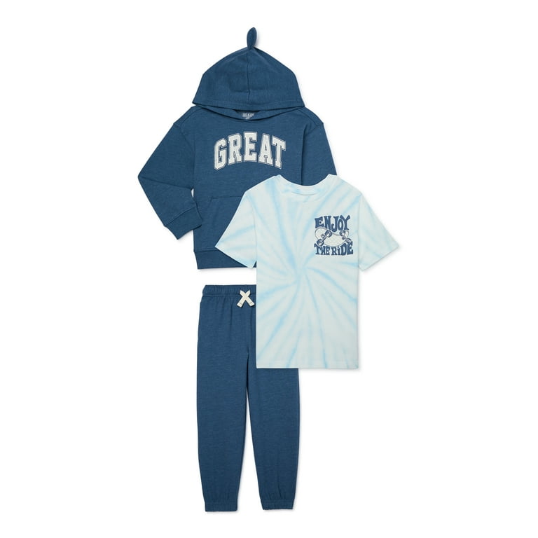 365 Kids from Garanimals Boys Mix and Match Hoodie, Tee and Joggers Outfit  Set, 3-Piece, Sizes 4-10