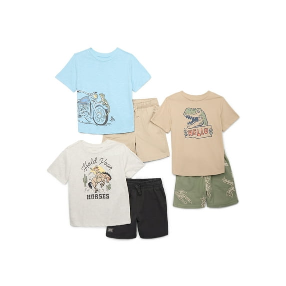 365 Kids by Garanimals Boys Mix and Match Tees and Shorts Kidpack, 6-Piece, Sizes 4-10
