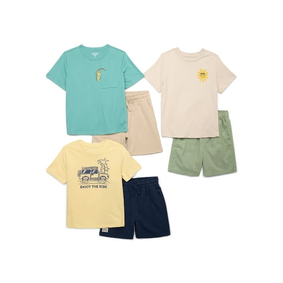 365 Kids by Garanimals Boys Mix and Match Tees and Shorts Kidpack, 6-Piece, Sizes 4-10