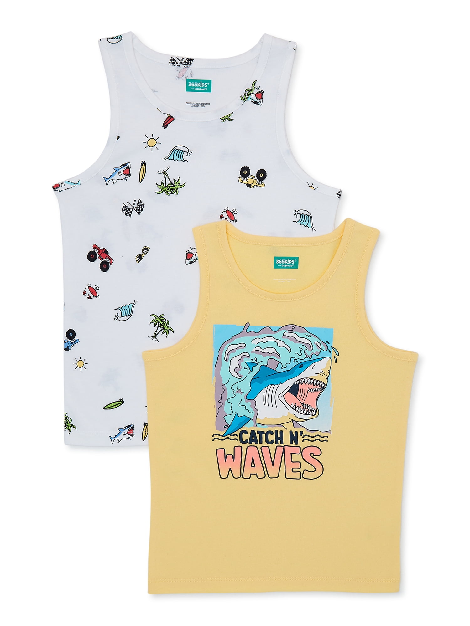 365 Kids from Garanimals Boys Shark Tank Top, 2-Pack, Sizes 4-10