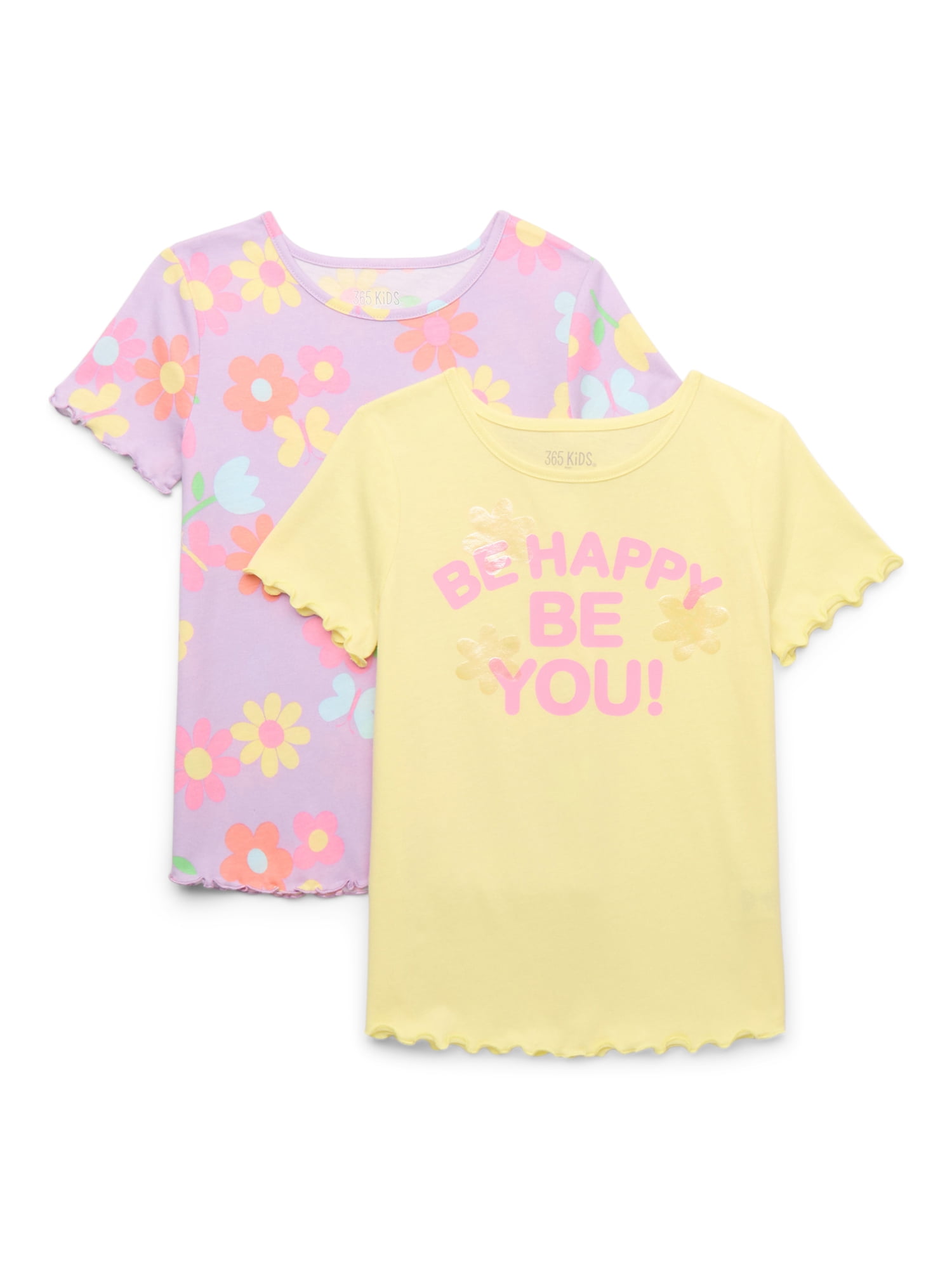 Summer Clothes 2-Pack Baby Girls' Graphic Tees 100% Cotton Short