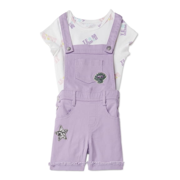 365 Kids from Garanimals Girls 4-10 Short Sleeve T-Shirt & Shortalls, 2-Piece Outfit Set
