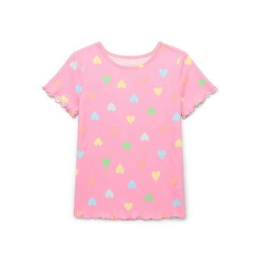 365 Kids by Garanimals Girls Everyday Lettuce Edge Tee with Short Sleeves, Sizes 4-10